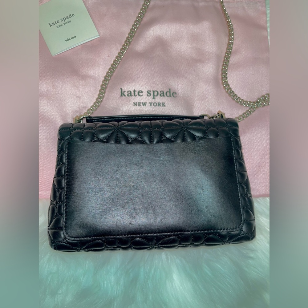 Kate Spade • Black Flower Quilted Leather Crossbody - Picture 3 of 6